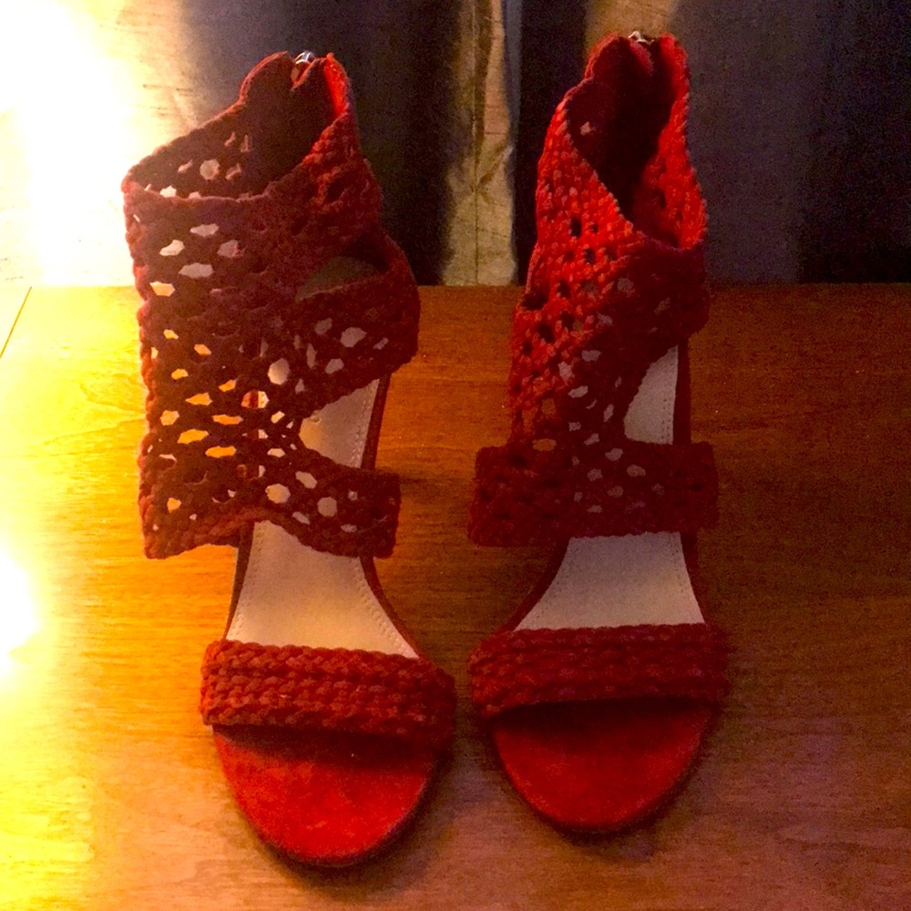 Sandro red suede high heels size 38 (us 8)
